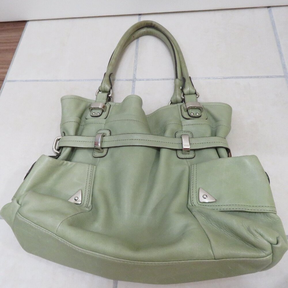 b. makowsky Light Sage Leather Shoulder Bag with Front Pockets - Picture 16 of 16